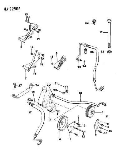 1987 Jeep Wrangler Pump Mounting - Power Steering Diagram