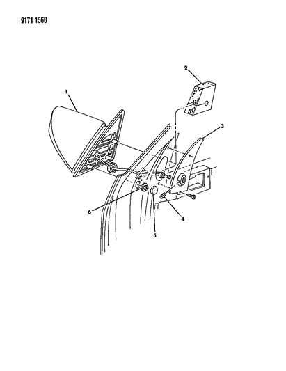 1989 Dodge Spirit Mirror - Exterior Diagram