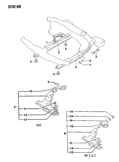 1994 Dodge Stealth Arm Asm Front Suspension Lower Right Diagram for MB831660