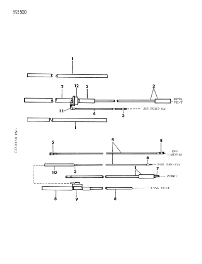 1985 Dodge Caravan Vapor Canister Hose Harness Diagram 4