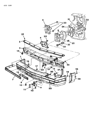 1984 Chrysler Laser Bumper, Front Diagram