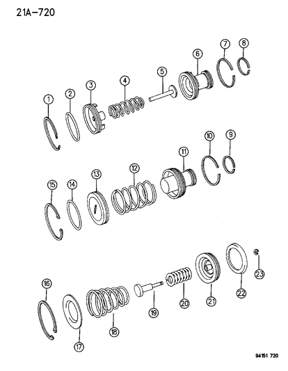 1994 Chrysler Town & Country Servos - Accumulator Piston & Spring Diagram
