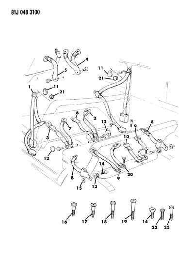 1985 Jeep J10 Seatbelts - Front & Rear Diagram