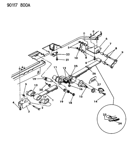 1990 Chrysler Town & Country Suspension - Rear Diagram