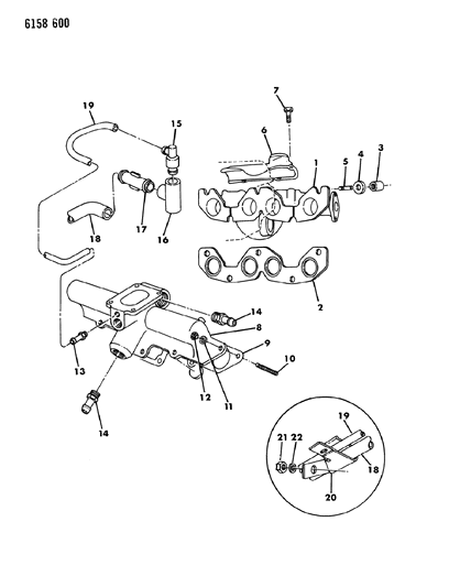 1986 Chrysler LeBaron Manifold - Intake & Exhaust Diagram 1