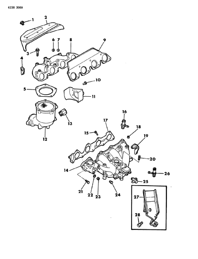 1984 Dodge Caravan Manifold - Intake & Exhaust Diagram