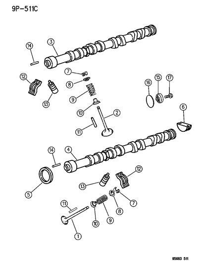 1996 Dodge Avenger Camshaft & Valves Diagram 1