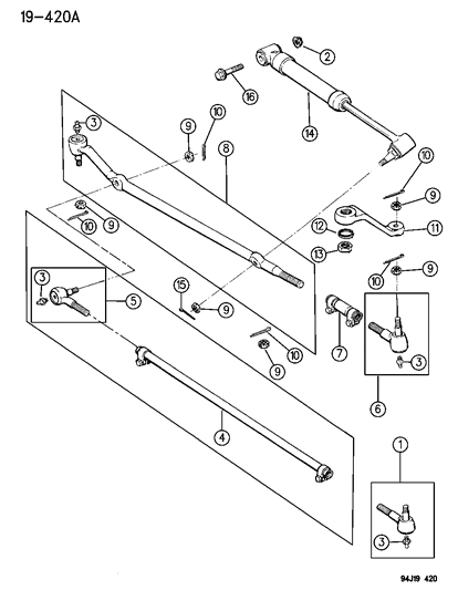 1996 Jeep Cherokee Linkage & Damper Diagram