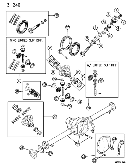 1995 Dodge Ram 2500 Axle, Rear, With Differential And Carrier Diagram 1