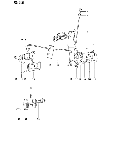 1987 Dodge Raider Door, Front Handles, Locks And Controls Diagram