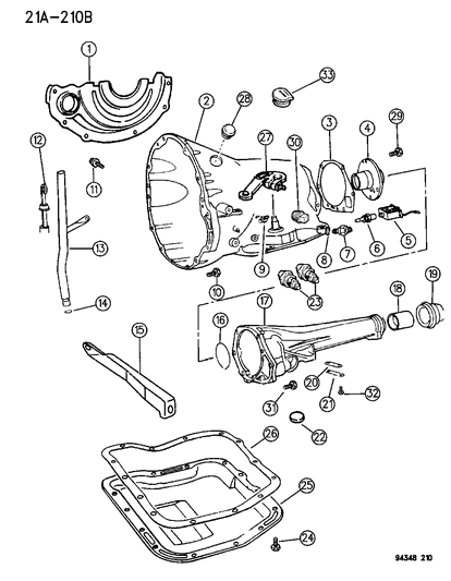 1994 Dodge Ram Van Case & Related Parts Diagram 1