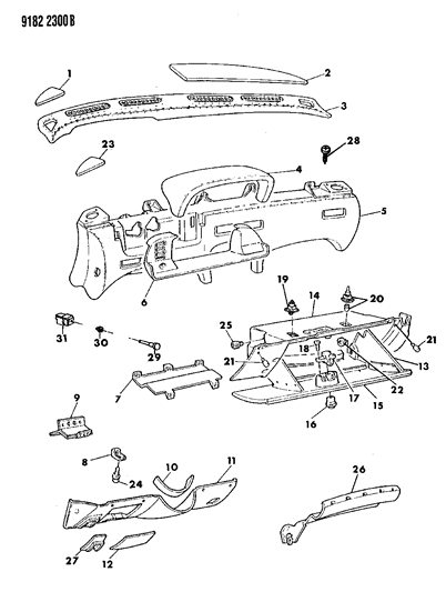 1989 Chrysler TC Maserati Instrument Panel Diagram