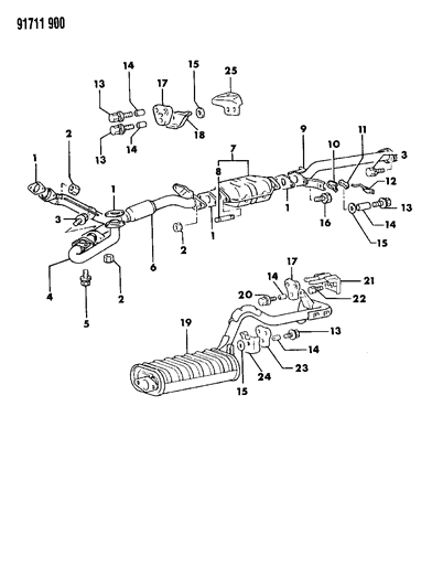 1991 Dodge Ram 50 Exhaust System Diagram 2