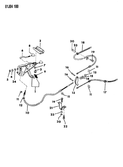 1984 Jeep Wrangler Bracket Assembly, Hand Brake Stabilizer Diagram for J5459676