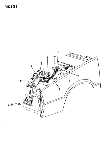 1990 Chrysler LeBaron GTC Plumbing - Heater Diagram 2