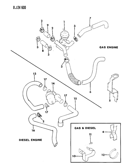 1988 Jeep Wagoneer Valve A/C & Heater Water Diagram for 56002522