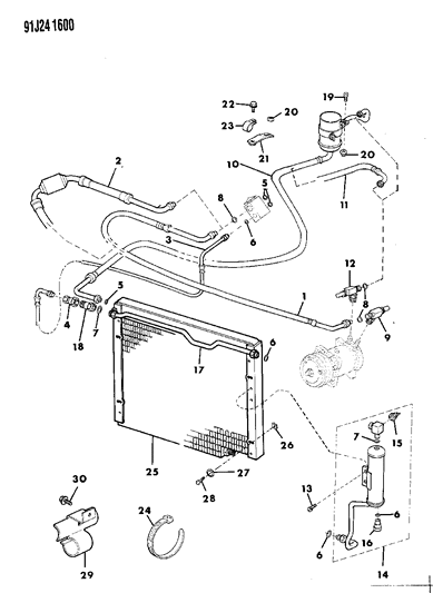 1993 Jeep Cherokee Receiver/Drier, Condenser & Hoses Diagram 1