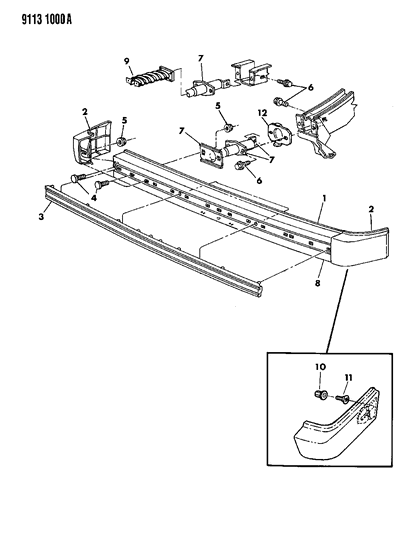 1989 Dodge Omni Bumper, Front And Rear Diagram