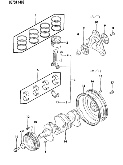 1990 Dodge Colt Crankshaft & Piston Diagram 2