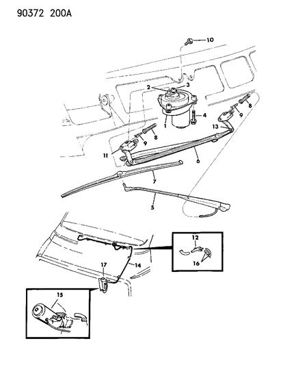 1990 Dodge Ram Wagon Windshield Wiper & Washer System Diagram