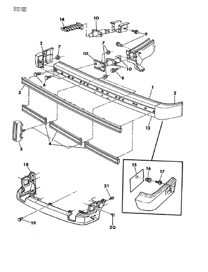 1985 Dodge Charger Bumper, Front And Rear Diagram
