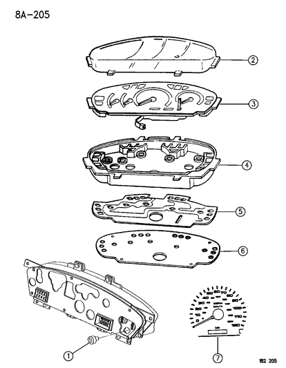 1996 Dodge Neon Cluster, Instrument Panel Diagram