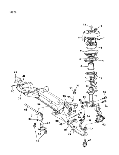 1985 Dodge Lancer Suspension - Front Diagram