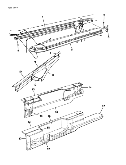 1984 Dodge Ram Wagon Track Covers & Stepwell-Sliding Door Diagram