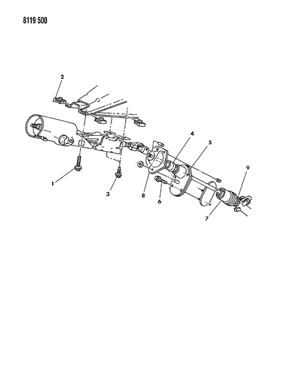 1988 Dodge Omni Column Attaching Parts Studs, Bolts, Cover, Seal Diagram