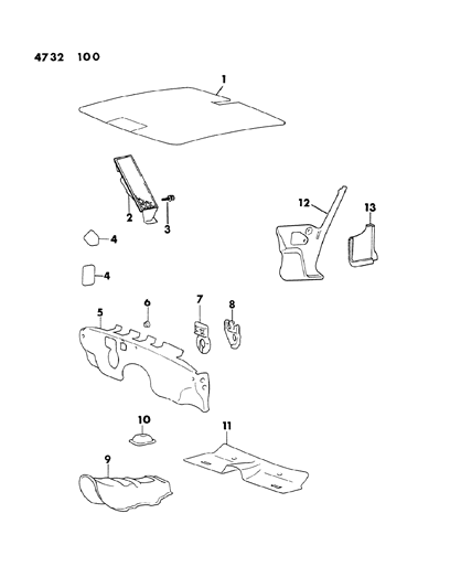 1984 Dodge Conquest Cowl Panel & Silencers Diagram