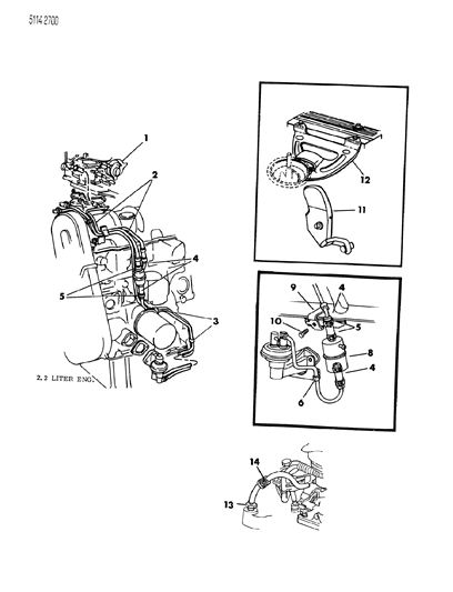 1985 Chrysler Town & Country Carburetor Fuel Filter & Related Parts Diagram