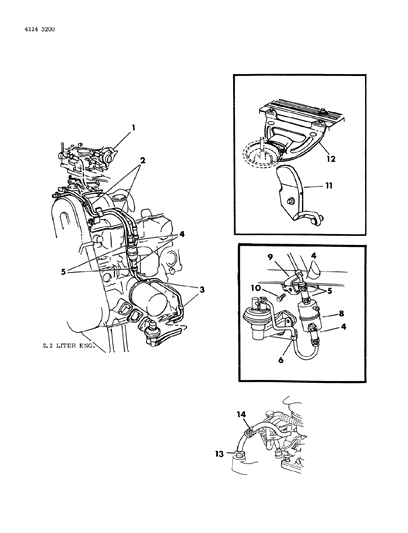 1984 Chrysler New Yorker Carburetor Fuel Filter & Related Parts Diagram