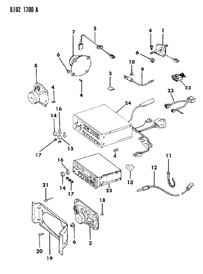 1989 Jeep Wagoneer Speakers & Knobs - Radio Diagram 1