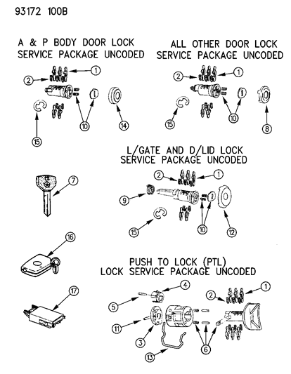 1993 Chrysler Town & Country Cylinder Lock Diagram for 4723489