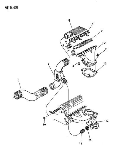 1991 Dodge Grand Caravan Air Cleaner Diagram 1