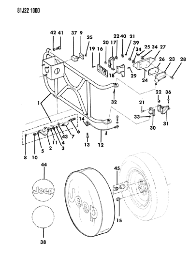 1985 Jeep Wagoneer Wheel Mounting, Spare Diagram 2