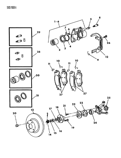 1985 Dodge Charger Brakes, Front Diagram