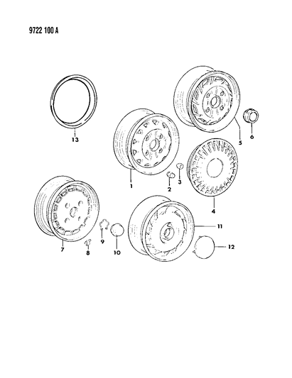 1989 Dodge Colt Wheel & Covers Diagram