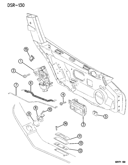 1995 Dodge Viper Front Door Override Latch Diagram for 4643034