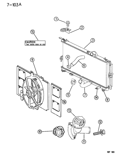 1996 Dodge Neon Radiator & Related Parts Diagram