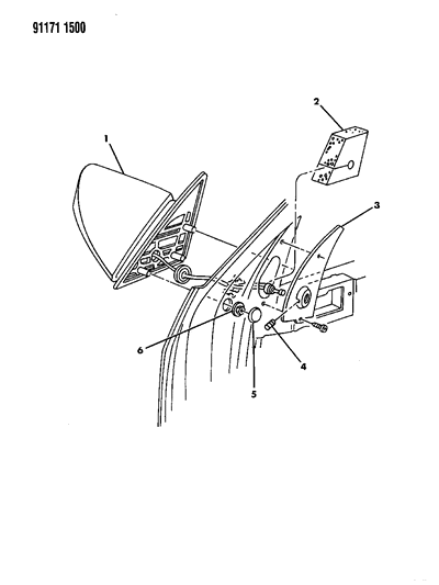 1991 Chrysler LeBaron Sedan Mirror - Exterior Diagram