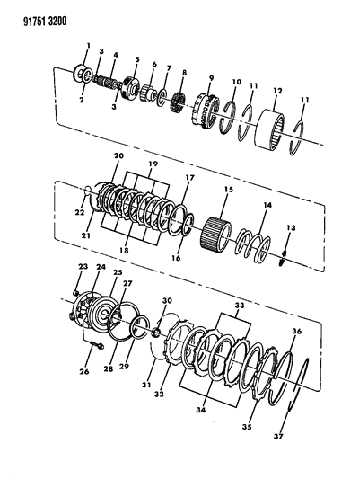 1991 Dodge Ram 50 Clutch, Overdrive With Gear Train Diagram