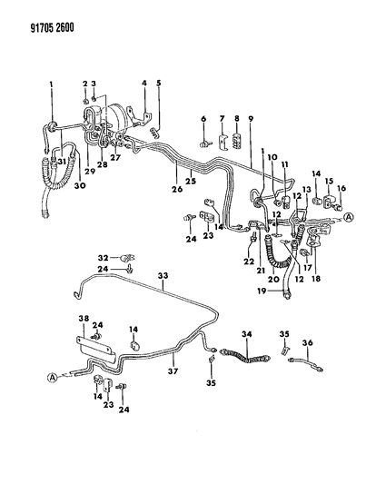 1991 Dodge Colt Lines & Hoses Diagram 1