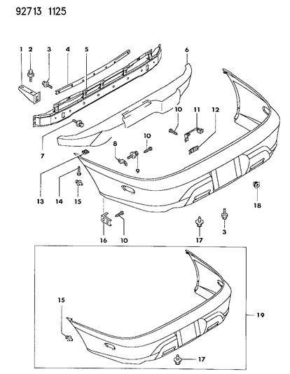 1994 Dodge Colt Bumper, Rear Diagram 3