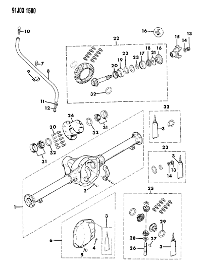 1991 Jeep Grand Wagoneer Housing & Differential, Rear Axle Diagram 2