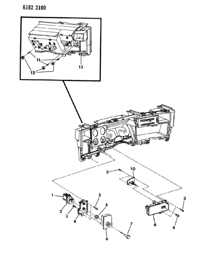 1986 Dodge Diplomat Instrument Panel Carrier & Switches Diagram