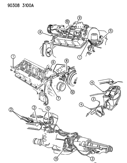 1992 Dodge Dakota Wiring - Engine - Front End & Related Parts Diagram 3