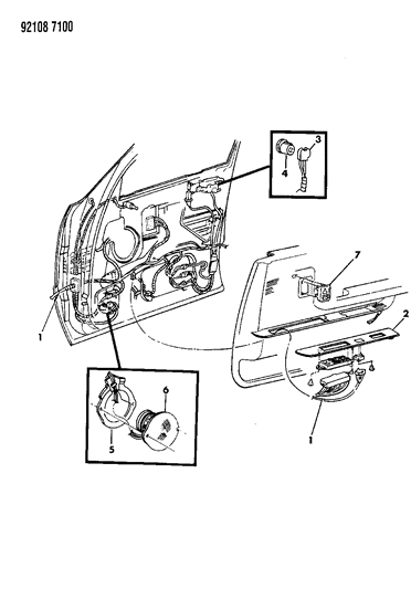 1992 Dodge Dynasty Wiring & Switches - Front Door Diagram