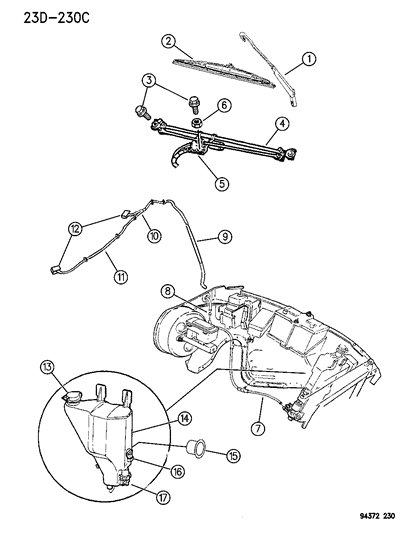 1995 Dodge Ram 2500 Windshield Wiper & Washer Diagram