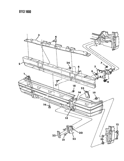 1988 Chrysler LeBaron Base Bumper, Rear Diagram 2